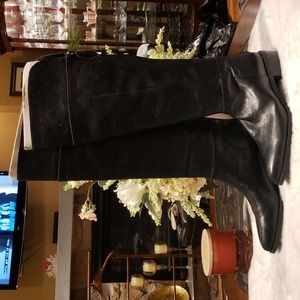 NWOT FRANCO SARTO 9 BLACK OVER THE KNEE LEATHER BOOTS